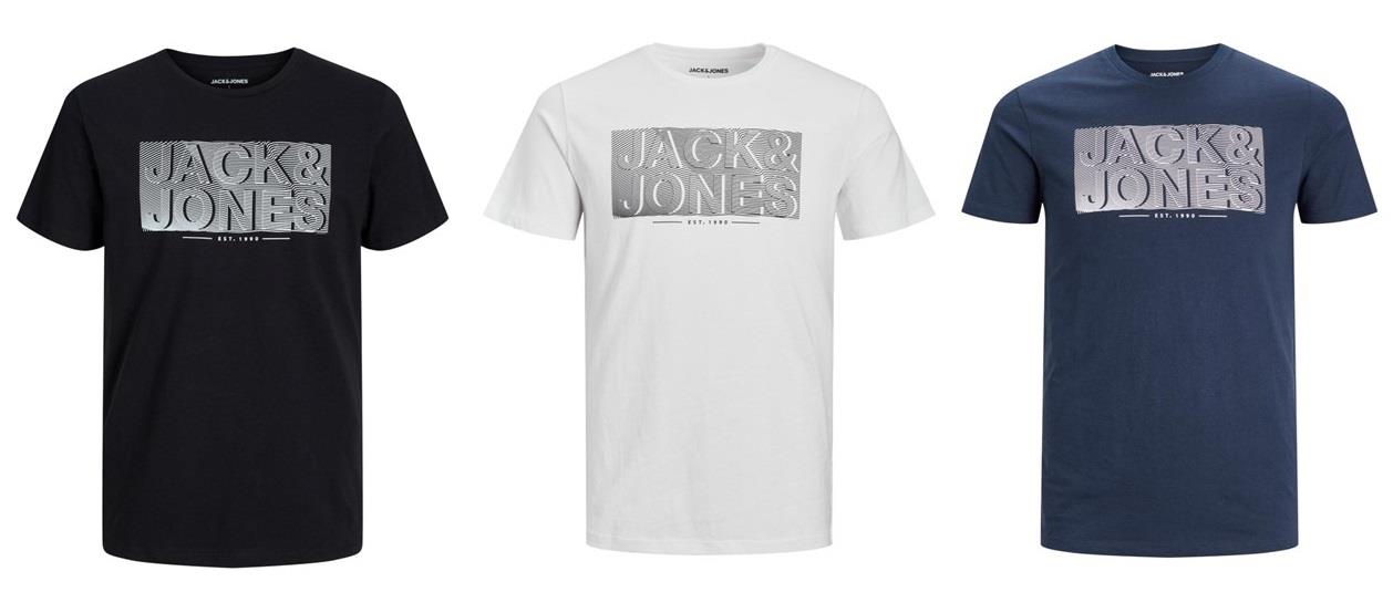 Jack & Jones Plus Men's JJ Peter (12245498) Cotton Short Sleeve Crew Neck Tee in Black & Navy, 1XL to 6XL