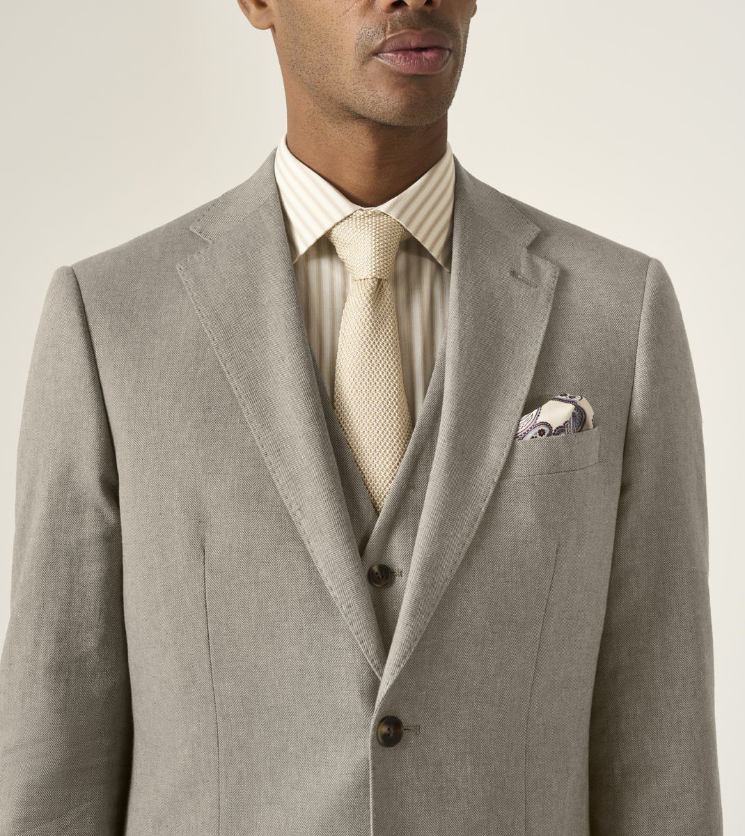 Skopes Calvados Linen Blend Tailored Fit Suit Jacket For Men in Stone Beige, 36S-62L