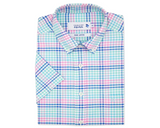 DOUBLE TWO MULTI-COLOURED GINGHAM CHECK SHORT SLEEVE SHIRT 2XL - 5XL
