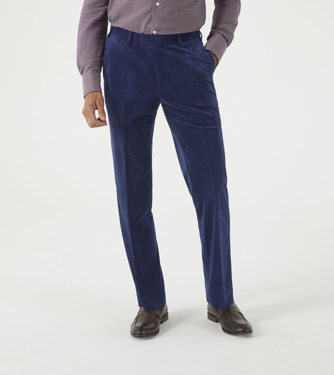 Skopes Atkinson Suit Tailored Fit Trousers For Men in Navy Blue Corduroy, 30W to 58W