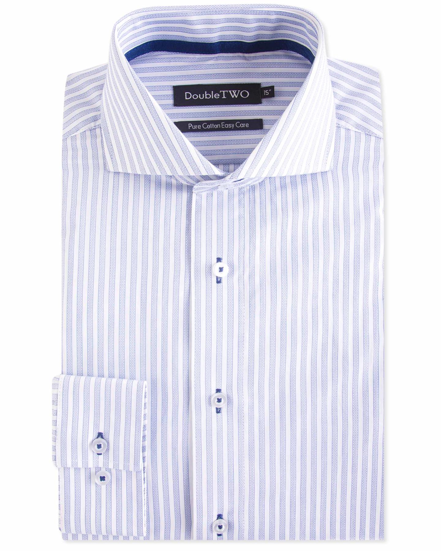 Double Two Mens Big Size Pure Cotton Easy Care LS Formal Shirts (SAW19)