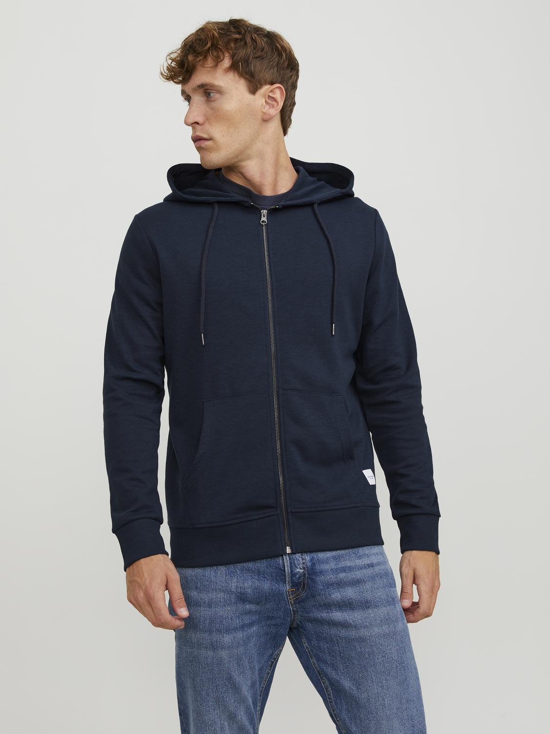 Jack & Jones Sweatshirt Zip Hoodie For Men (JJEBASIC) in 3 Colours, L-XL