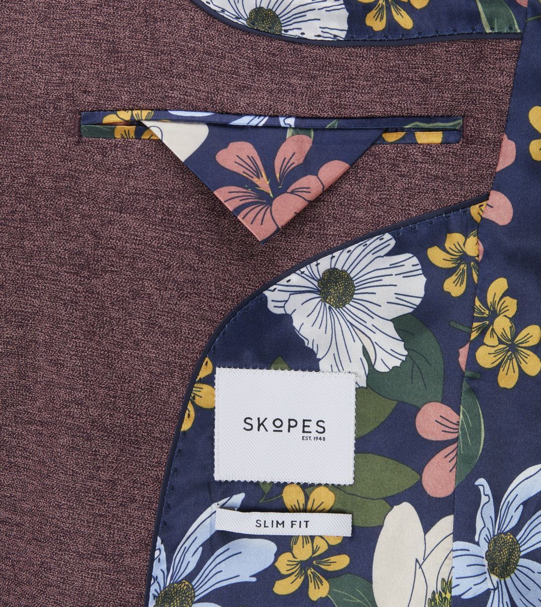 Skopes Slim Fit Jodrell Suit Jacket For Men in Berry Marl, 34R-50R