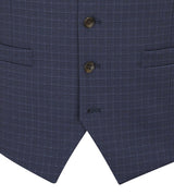 Skopes Fenton Ultimate Comfort Suit Waistcoat For Men in Navy Blue Square Check, 34R to 62R