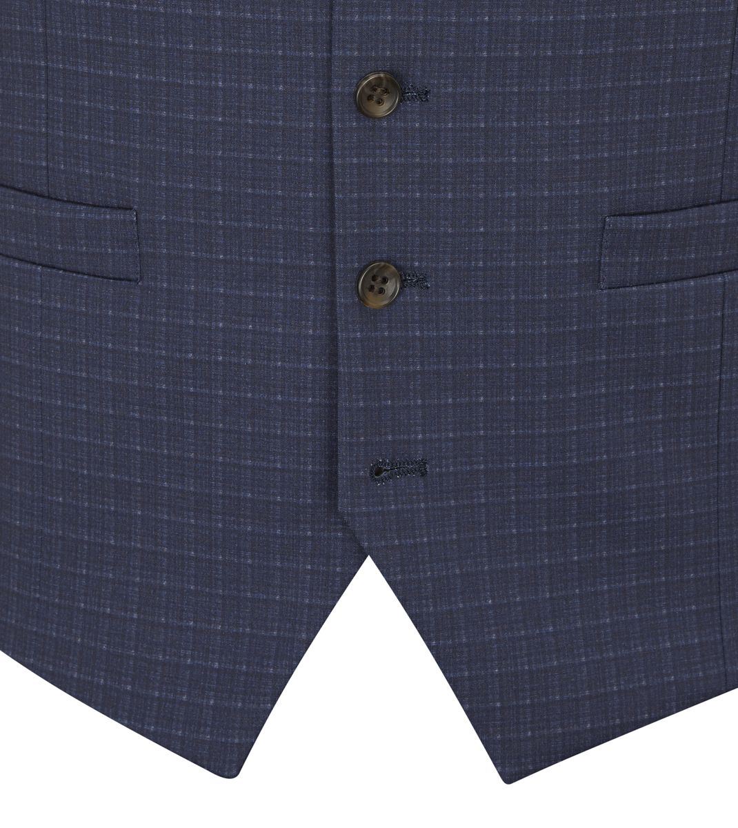 Skopes Fenton Ultimate Comfort Suit Waistcoat For Men in Navy Blue Square Check, 34R to 62R
