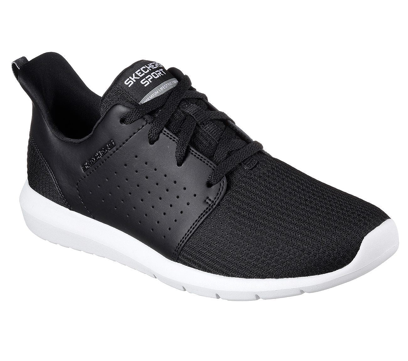 SKECHERS Men's Foreflex lace up athletic walking and training sneaker in Black/White