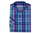 Double Two Life Style Men's Pure Cotton Short Sleeve Check Shirt (1040A) 2XL-5XL