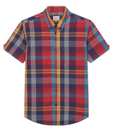 Ben Sherman Signature Large Madras Check Short Sleeve Shirt for Mens (0075938) in Scarlet, 2XL-5XL
