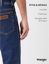 Wrangler Men's Texas Stretch jeans in a Grained Blue Denim (W12133009) Waist 30 - 50