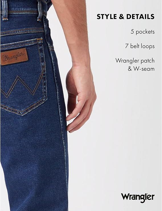 Wrangler Men's Texas Stretch jeans in a Grained Blue Denim (W12133009) Waist 30 - 50