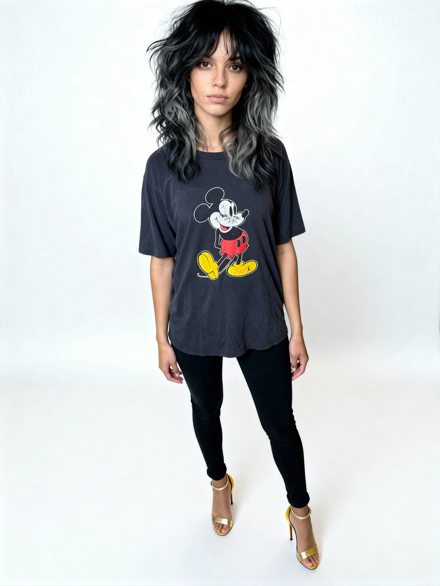 Original Vintage 1980's Mickey Mouse Black T Shirt UK 8 - 12