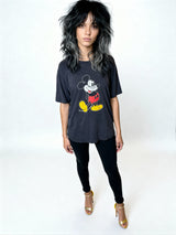 Original Vintage 1980's Mickey Mouse Black T Shirt UK 8 - 12