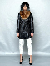Lovely Original 1970's Vintage Brown Leather & Sheepskin Coat UK 8 - 12