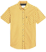 Ben Sherman Men's Short Sleeve Signature House Check Shirt in Mustard, Sizes 2XL to 5XL