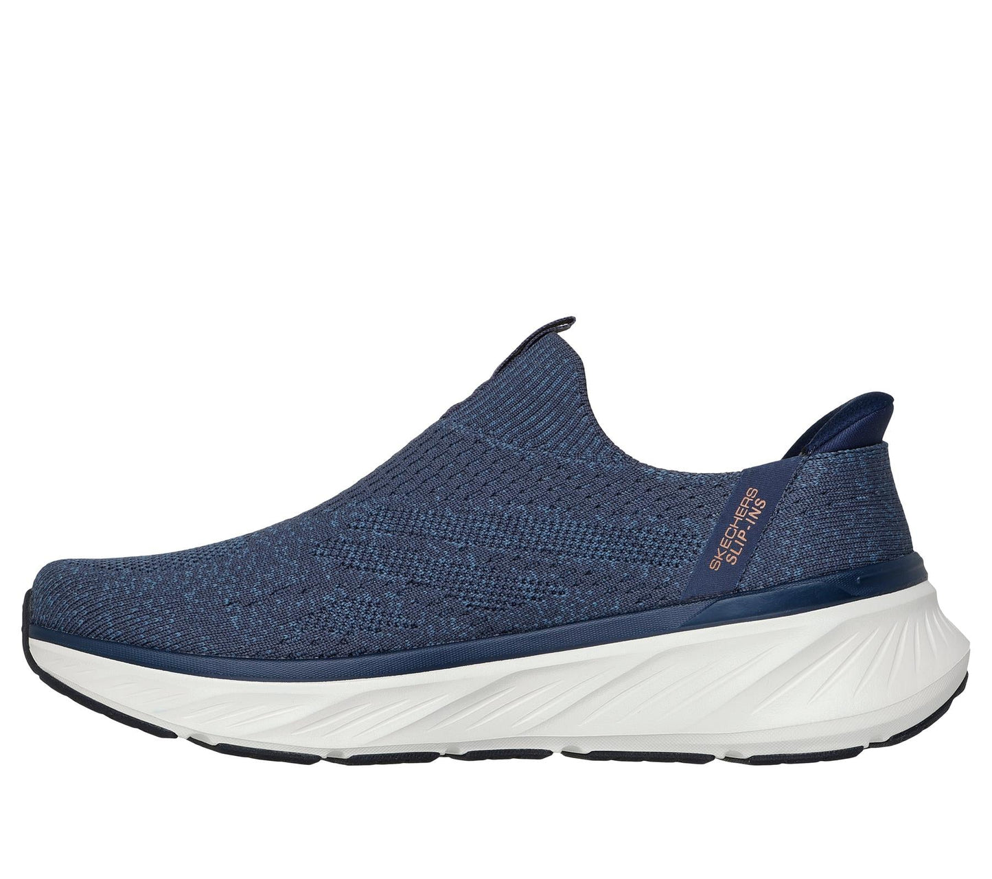 Skechers Slip On Sneaker Shoe For Men Edgeride Commissioner Slip-ins in Navy/Orange, 5.5-13