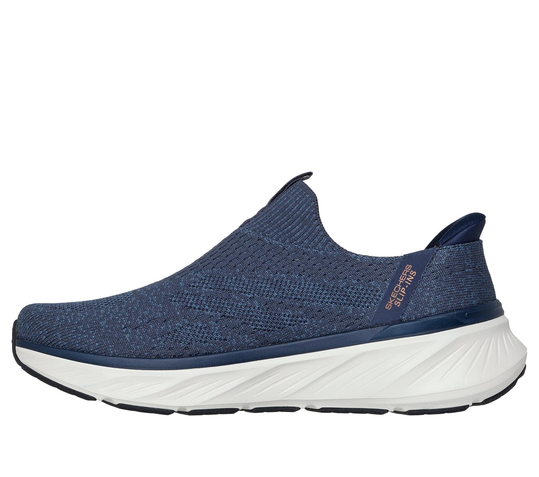 Skechers Slip On Sneaker Shoe For Men Edgeride Commissioner Slip-ins in Navy/Orange, 5.5-13