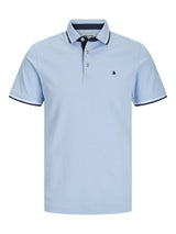 JACK & JONES Plus Size Short Sleeve Luxury Polo Shirt for Men in Chambray Blue, 2XL-6XL