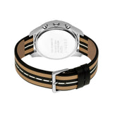 Esprit Men's Black Leather Watch, Silver Dial | Es1g052m0025