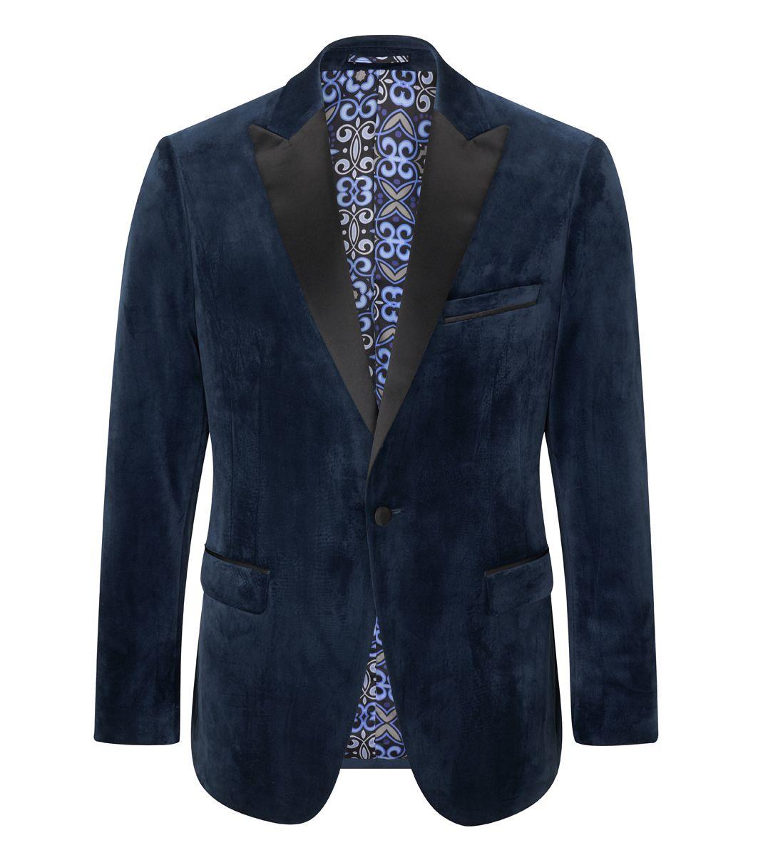 Skopes Tailored Fit Velvet Sports Jacket Jive Size 52 - 62, Black, Teal