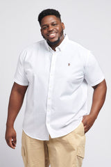 US Polo Plus Size Oxford Short Sleeve Shirt in Bright White, 3XL-5XL
