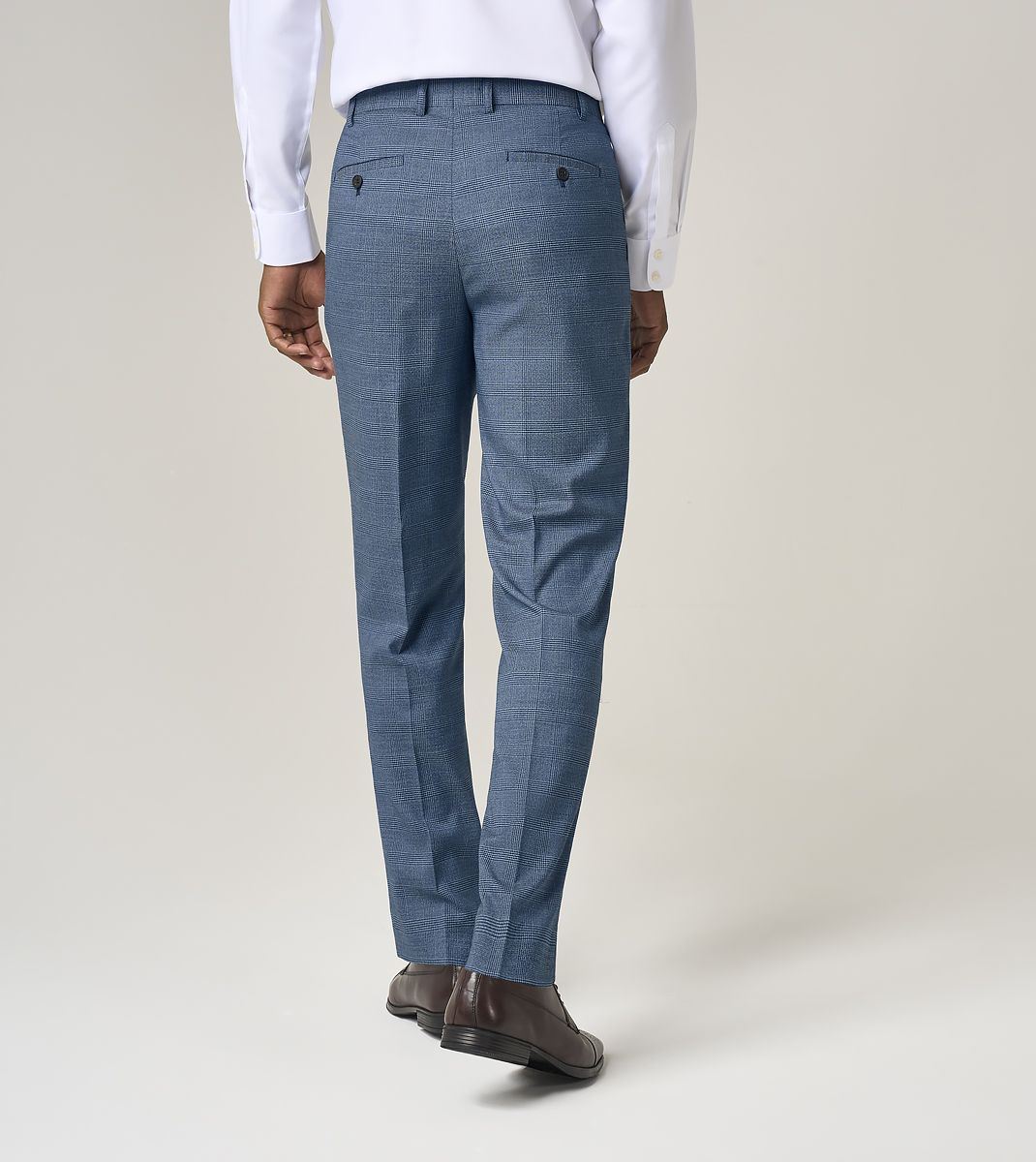 Skopes Tailored Fit Anthony Suit Trouser For Men in Blue Check, 30W-58W