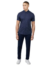 Ben Sherman Stipple Geo Print Short Sleeve Shirt For Mens (0075906) in Dark Navy, 2XL-5XL