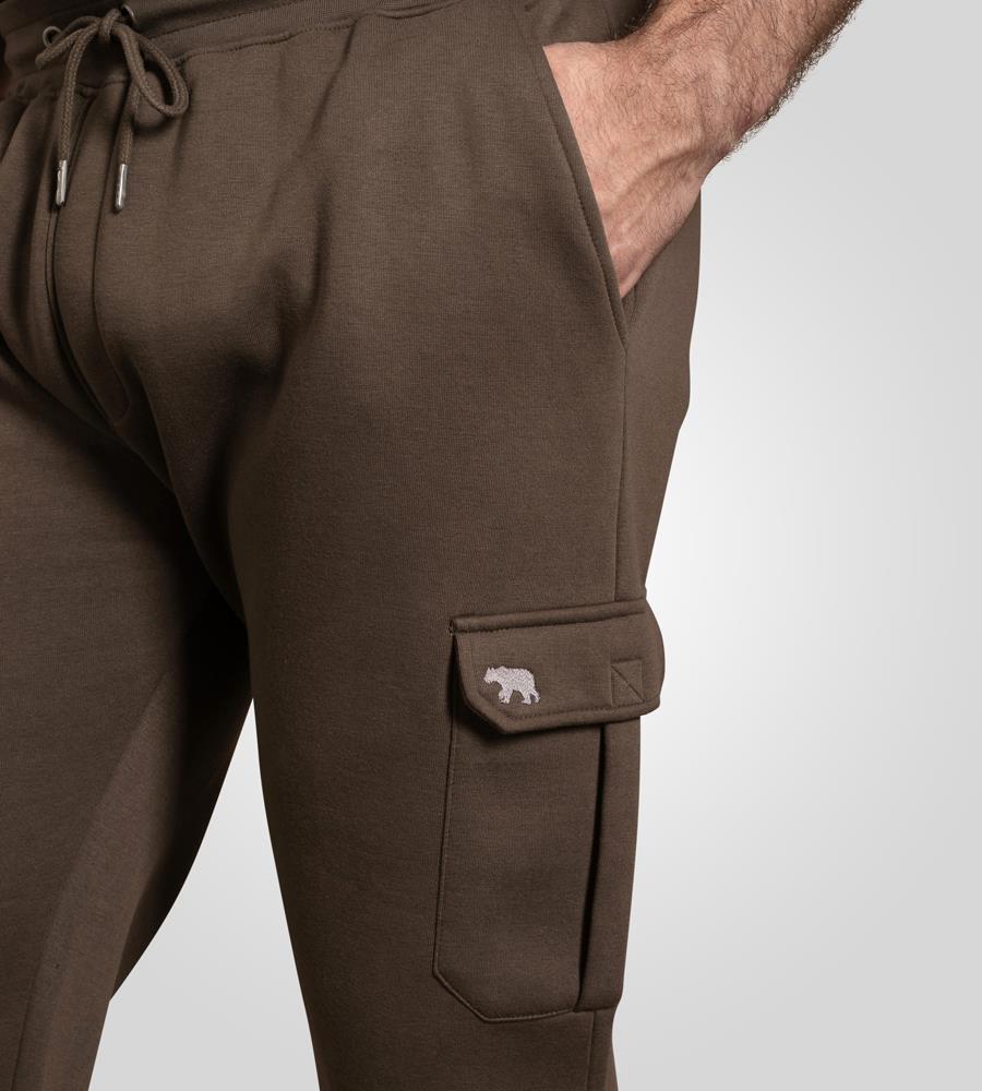 D555 EDINBURGH 2 Khaki Cargo Pocket Joggers For Men (Tall) With Ribbed Cuffs in Khaki, LT-1XLT