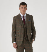 Skopes Tailored Fit Suit Jacket Whitaker in Lovat and Red Dogtooth