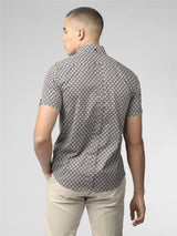 Ben Sherman Signature Block Geo Print Short Sleeve Shirt for Mens (0075908) in Blue Ink, 2XL-5XL