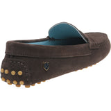 Herring Louisa ladies rubber-soled driving moccasins in chocolate suede