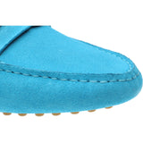 Herring Louisa ladies rubber-soled driving moccasins in turquoise suede