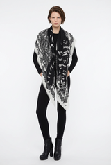 VASSILISA Scarf in Black and White Colour: Cat and Butterfly Print