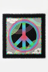 VASSILISA Scarf in Black, Pink and Green: Peace & Rainbow Print