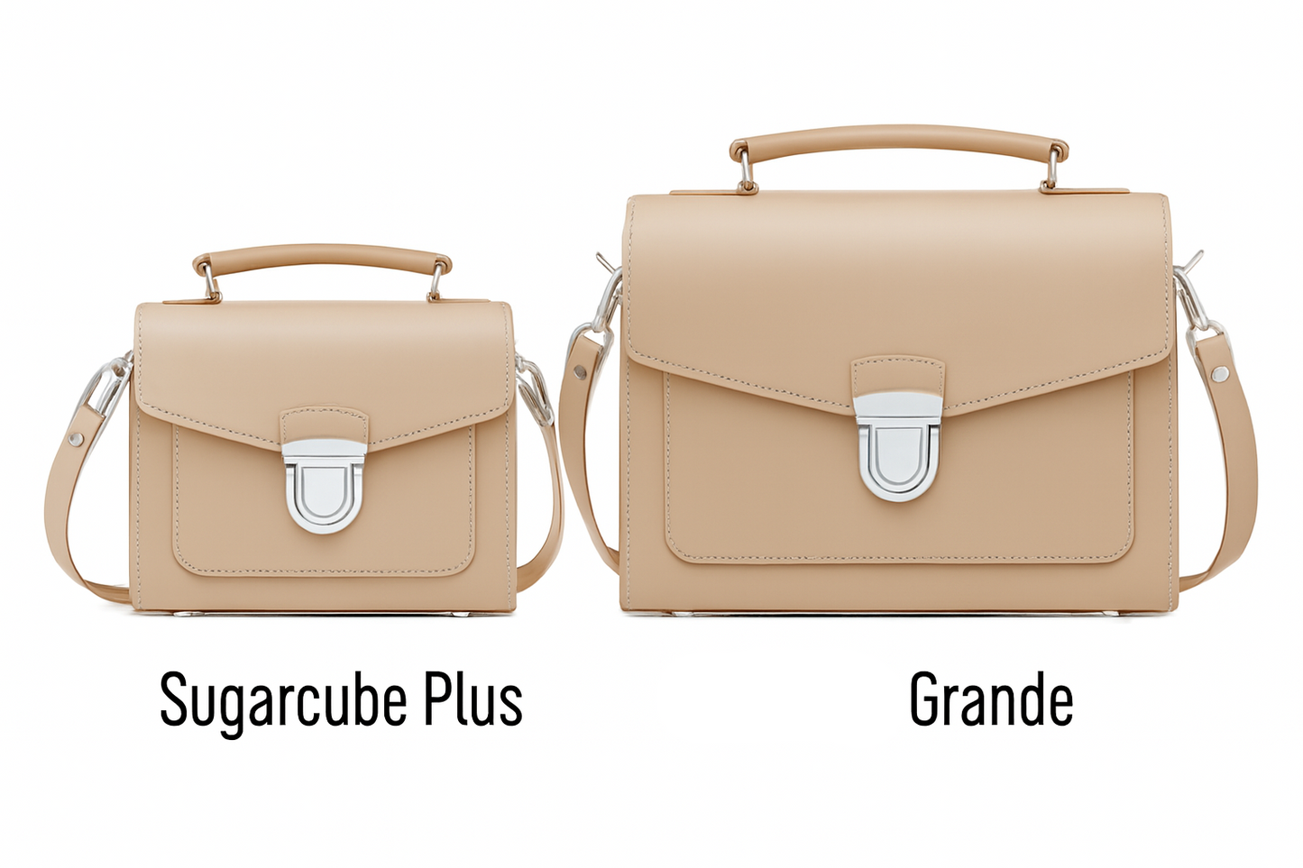 Handmade Leather Sugarcube Handbag - Iced Coffee