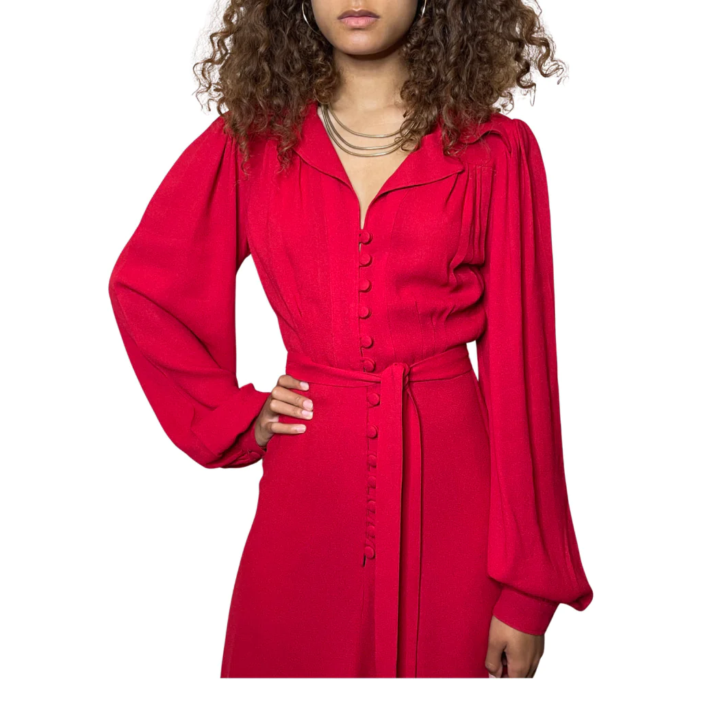 Vintage 1970'S Original Red Ossie Clark For Radley Dress Uk 10 - 12