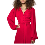 Vintage 1970'S Original Red Ossie Clark For Radley Dress Uk 10 - 12