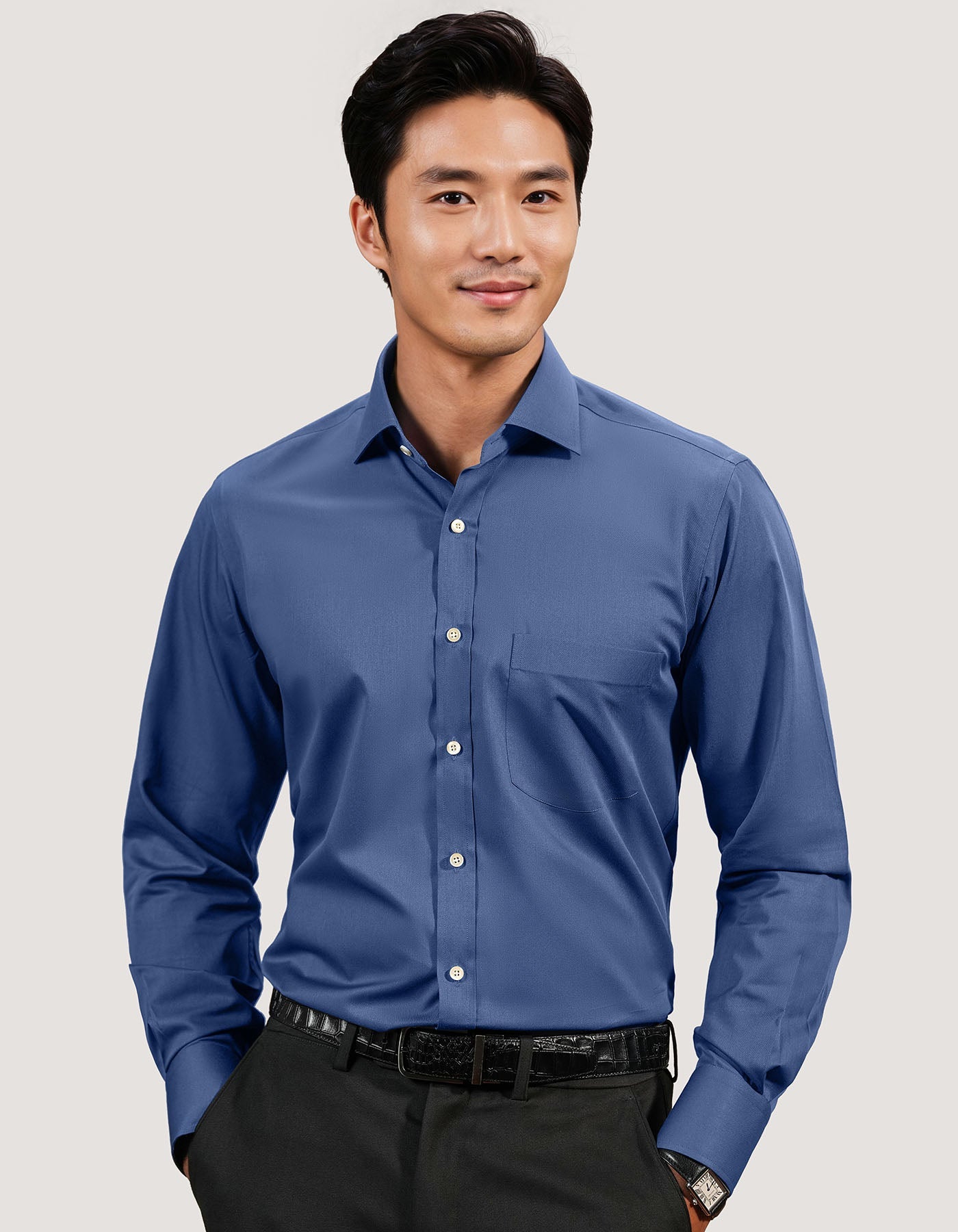 Medium Blue Easy Iron Dress Shirt