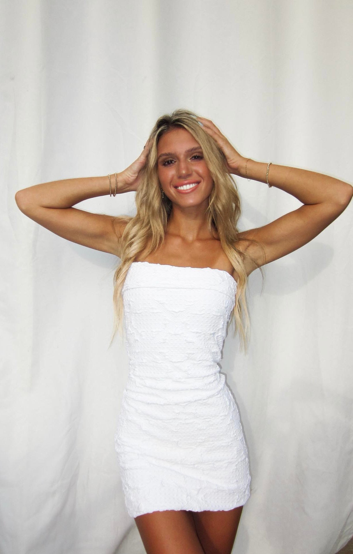 SASHA DRESS - TEXTURED WHITE