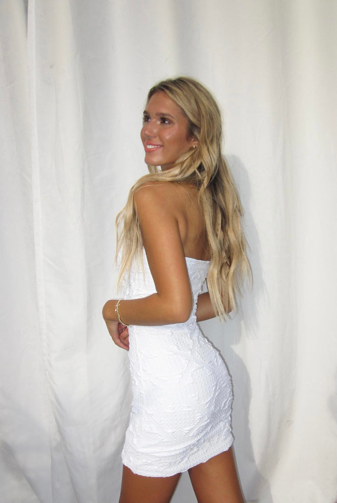 SASHA DRESS - TEXTURED WHITE
