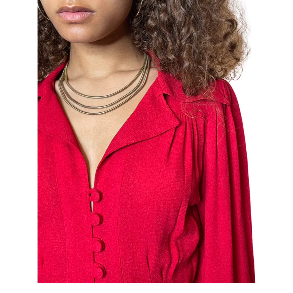 Vintage 1970'S Original Red Ossie Clark For Radley Dress Uk 10 - 12