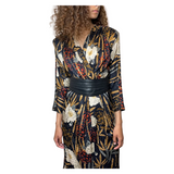 1980'S Original Vintage Black Floral Silk Dress Uk 10 - 12