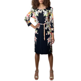 1980'S Original Vintage Black Leonard Floral Silk Dress Uk 10 - 12