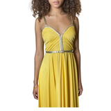 Original 1970'S Vintage Yellow & Gold Strap Maxi Dress