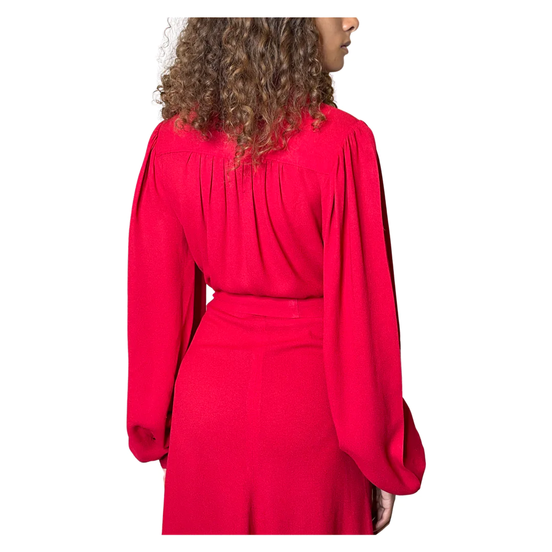 Vintage 1970'S Original Red Ossie Clark For Radley Dress Uk 10 - 12
