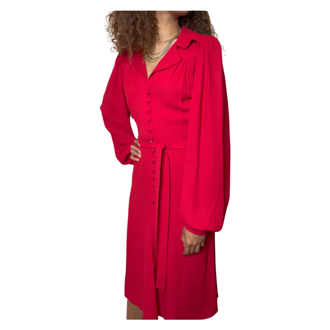 Vintage 1970'S Original Red Ossie Clark For Radley Dress Uk 10 - 12