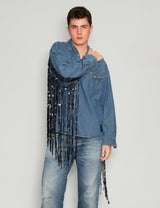 Party Back Sequinned Tassel Denim Shirt.