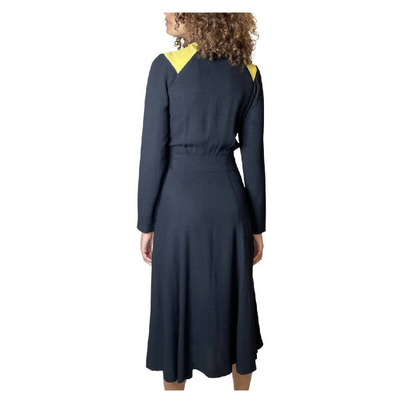 Rare Vintage 1970's Original Black & Yellow Dress Designed by Ossie Clark UK 8 - 10