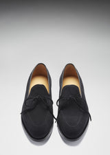 Black Suede Laced Loafers, Welted Leather Sole