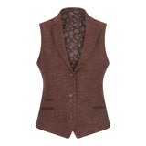 WS-12 - Women's Tweed Suit Blazer Trousers Waistcoat Herringbone Wool Rust Brown