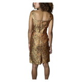 Gorgeous Original Vintage 1970's Gold / Bronze Brocade Dress UK 10 - 14
